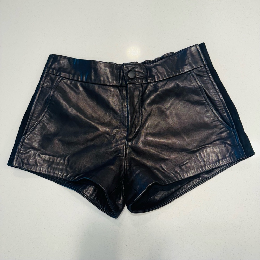 Rag & Bone Black Leather Shorts